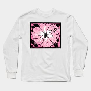 June: Pink, Black, & White Flower Design 1918, Julie de Graag Long Sleeve T-Shirt